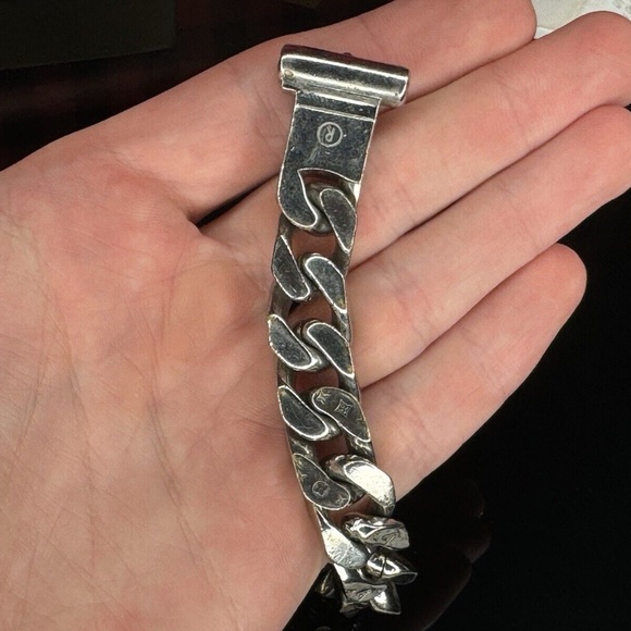 LOUIS VUITTON M68273 Brass Metal LV Chain Links M Bracelet Silver Unisex Z000621 - Picture 8 of 15